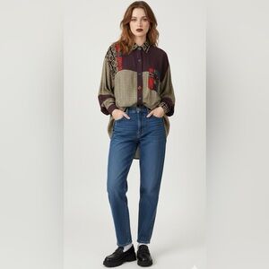 Faith Vintage Colorblock Patchwork Shirt